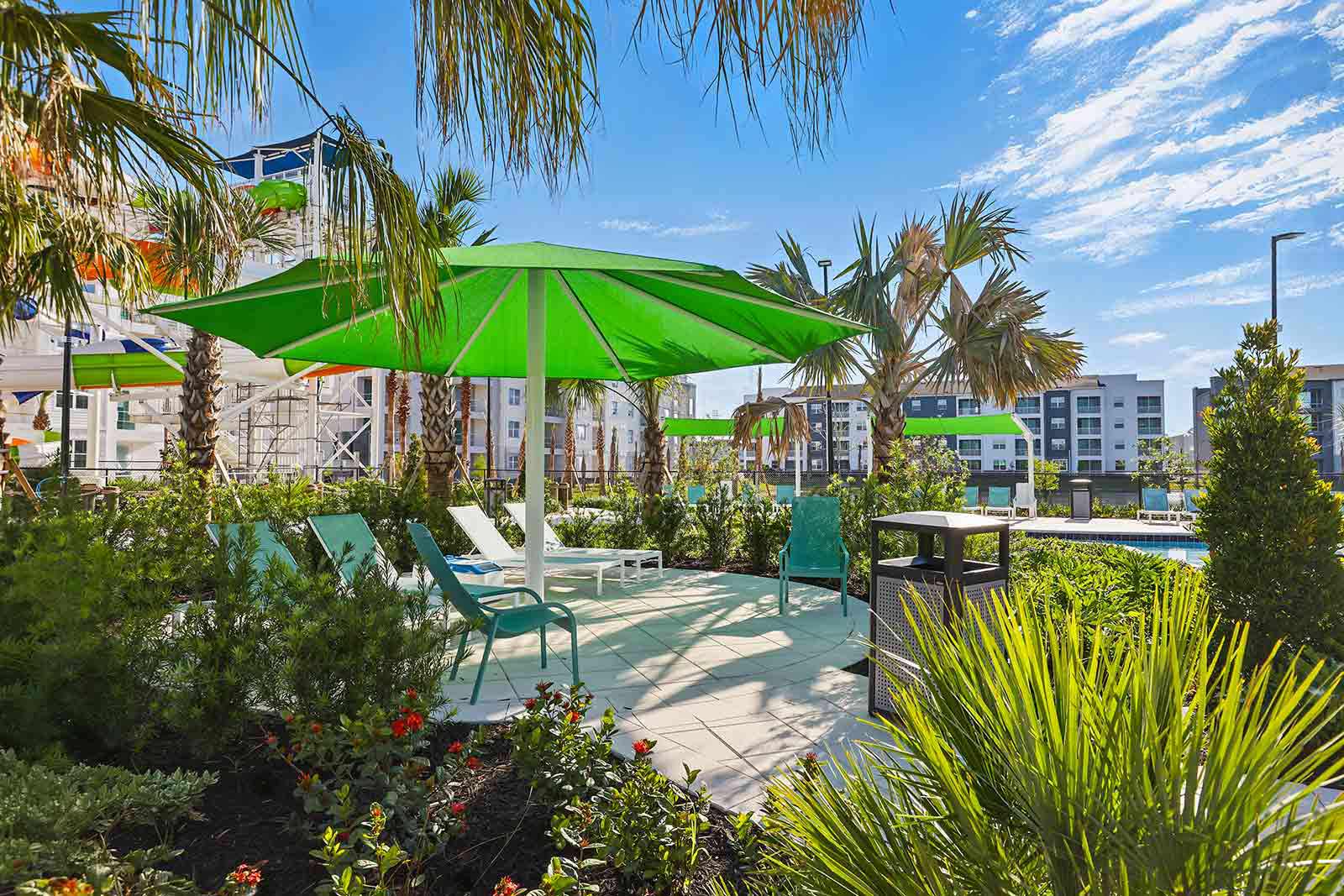 lazy loop premium reserved seating with loungers and chairs