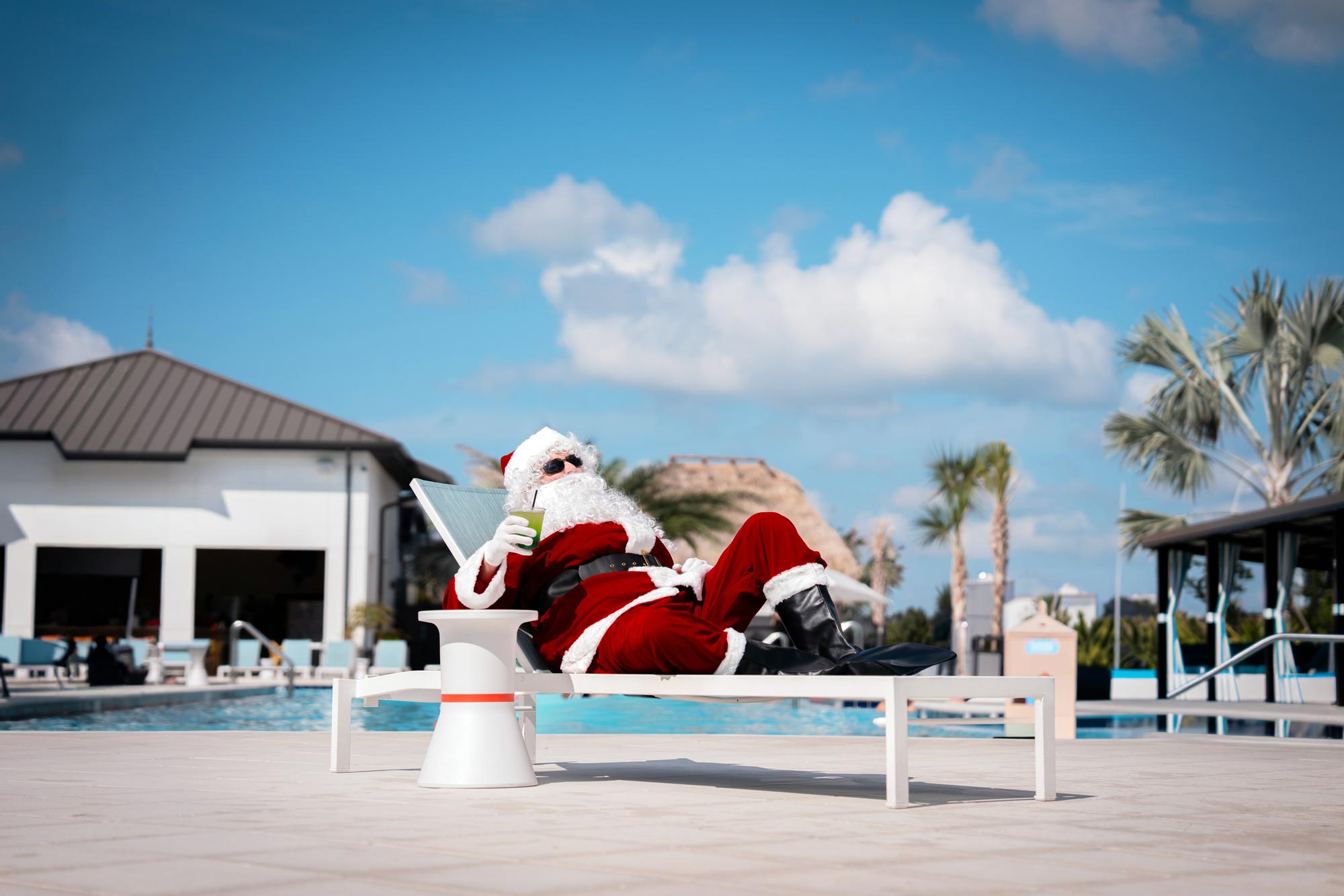 santa on a sun lounger