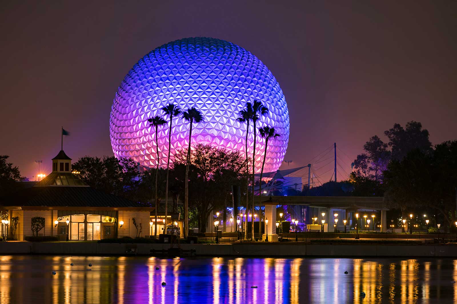 epcot dome at night