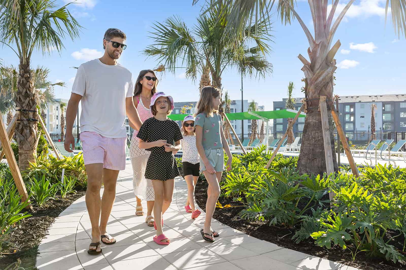 family walking at aqua bay water park