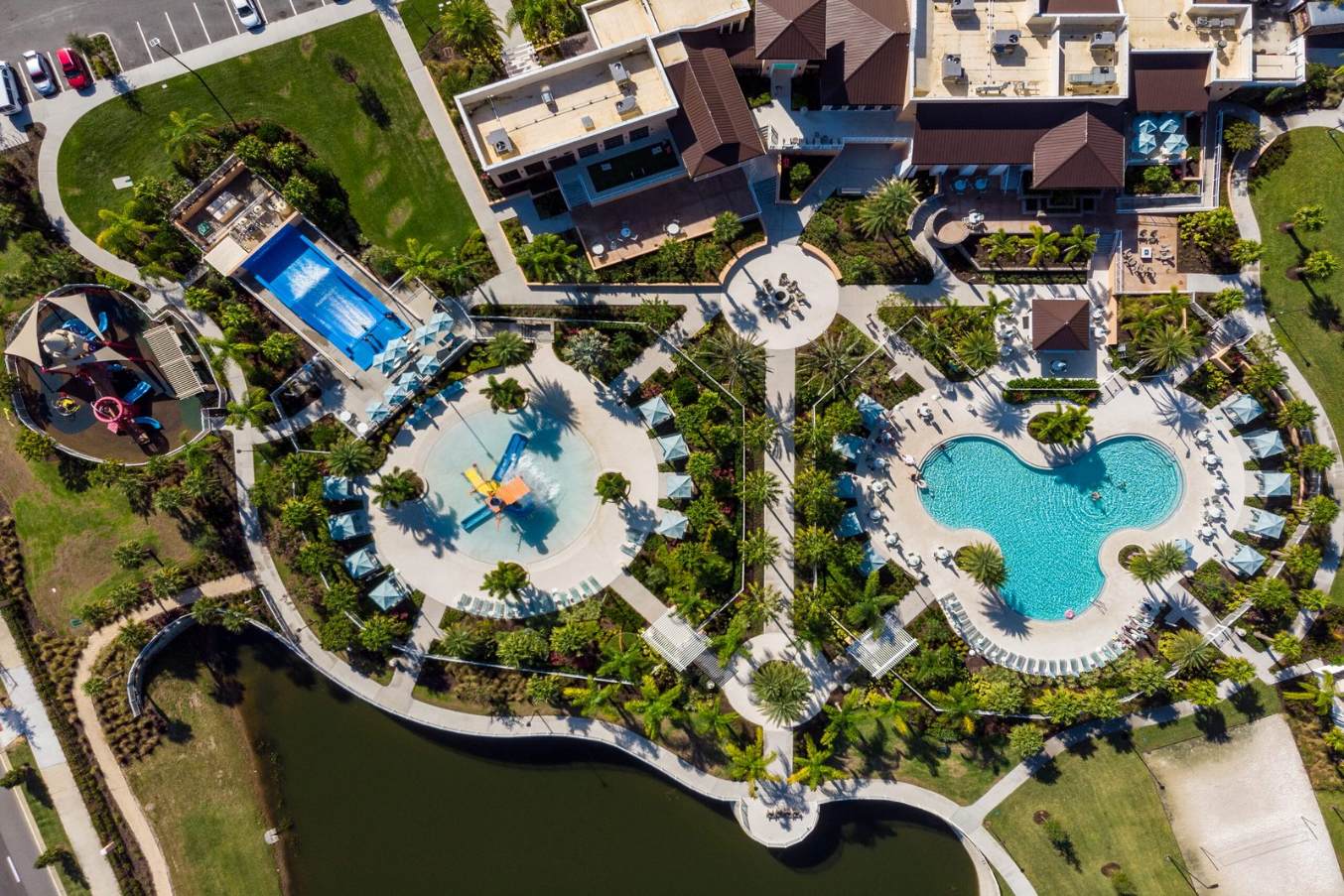 aerial of resort waterpark