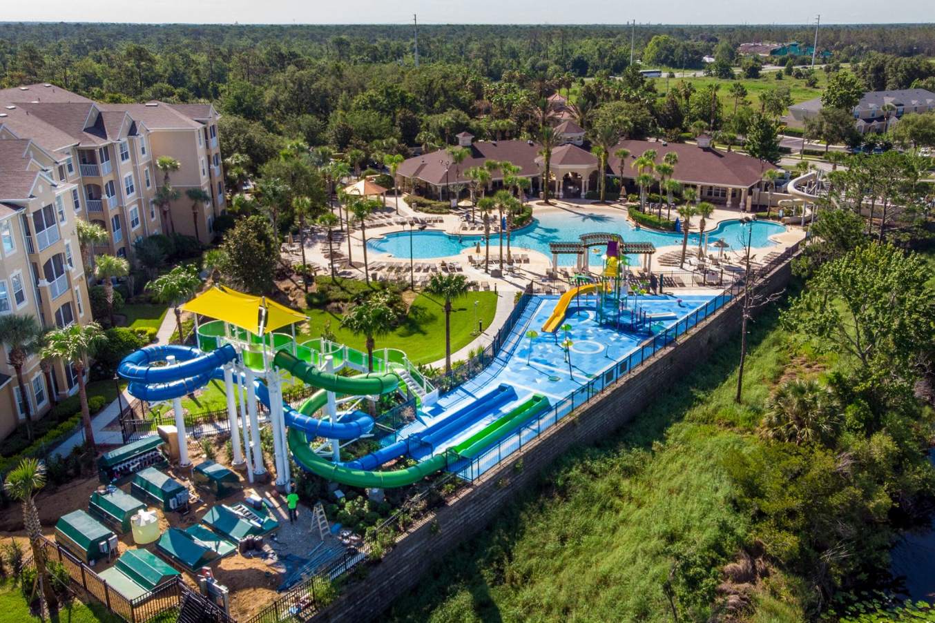 waterpark with slides and splash park