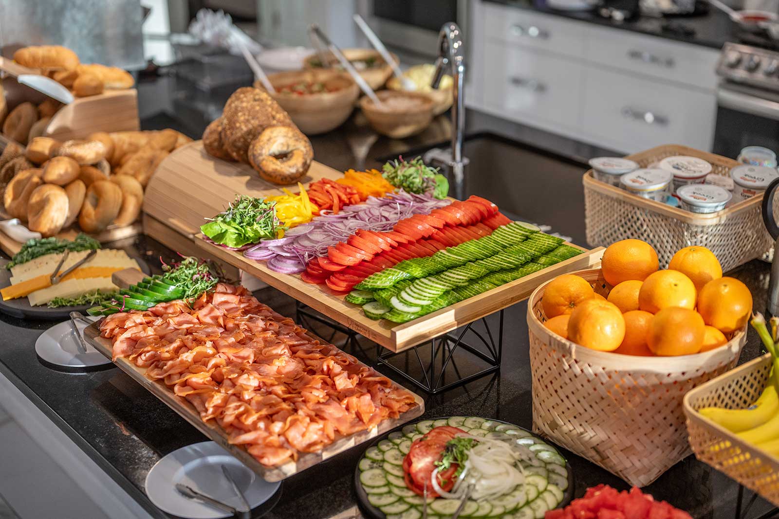 trays of kosher meat and veggies