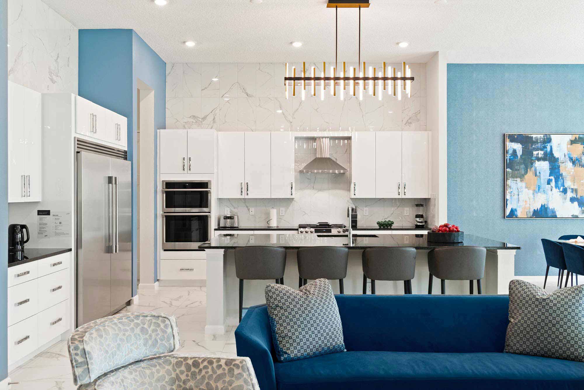 living room and kitchen for pesach in florida