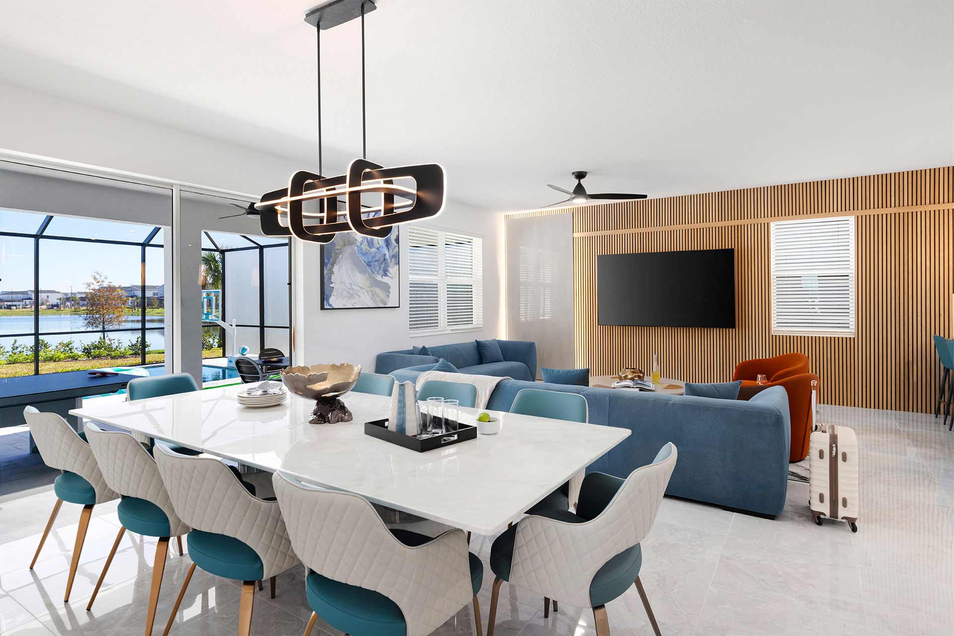 living room for pesach orlando at villatel orlando resort